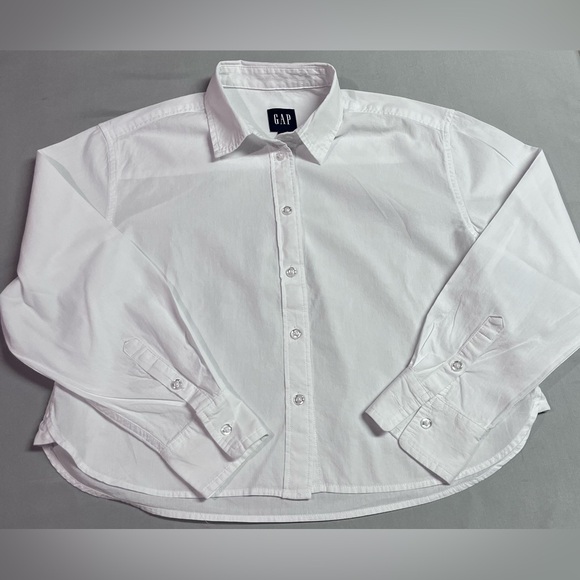 Gap Long Sleeve Button Down Cropped Shirt NWOT Size XS - Picture 2 of 7